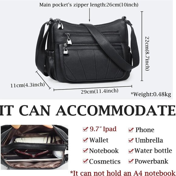Crossbody Purse for Women Ladies Soft PU Leather Shoulder Bag Medium Roomy Handb - Picture 3 of 6